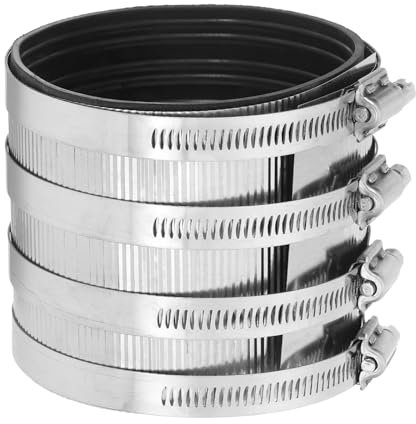 sourcing map Flexible Pipe Coupling, 111.9mm Pipe Connector with Stainless Steel Hose Clamps Stainless Steel Pipe Repair Clamp for Plastic and Metal Pipes