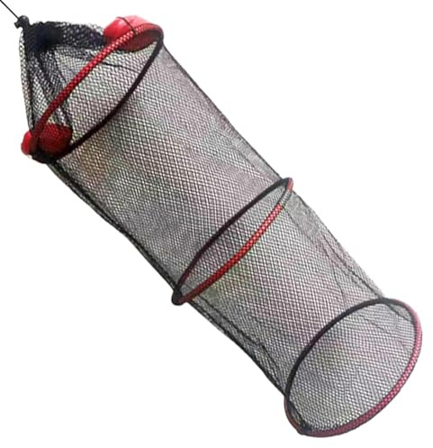 Gefaltet Nylon Fischernetz Set, Großer Zusammenklappbarer Schwimmender Fischkorb für Gefangene Lebende Fische, Tragbar Nylongeflecht Setzkescher Köder Lagerung Fischnetz