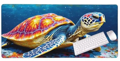Gaming Mauspad Bunte Meeresschildkröten Mauspad, Mousepad XXL 1000x600 mm, Mauspad Gaming Zubehör mit Anti Rutsch Basis Mouse Pad Wasserdicht und Langlebig Gaming Zubehör für Home Office Deko S-608