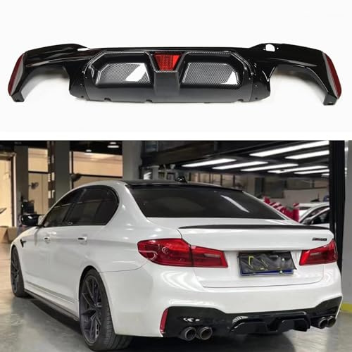 GODSLLY Auto Heckspoiler Diffusor Splitter, Kompatibel mit BMW G30 G38 5 Series 2017-2021, Rear Bumper Spoiler Shark Fin Diffuser Protect Cover Accessories,Carbon Fiber Look