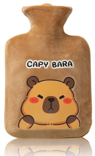 Bolsa de Agua Caliente Con Funda Bolsa de Agua Caliente Peluche Botella de Calor Regalo Para Familia y Amigos Color MarróN