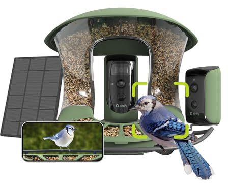 Birdfy 2 Smart Bird Feeder with Camera, AI Identifies Bird Species, 2K Dual-Lens + Side HD Camera for Live Streaming & Feeding View, Solar-Powered Backyard Birdwatching Gift Present