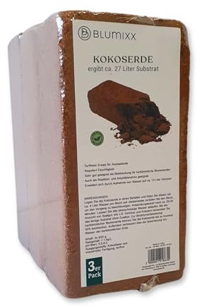 Blumixx Kokoserde 3er-Set Hochbeet Aussaaterde, Blumenerde aus Kokosfaser, Anzuchterde, Natürliche & Torffreie Erde, Reptilienstreu, Pflanzenerde für Zimmerpflanzen