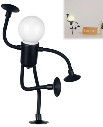Changeable Shape Funny Sportsman Night Light,Fun DIY Christmas Night Lights,Suction Cup Bendable Desk Lamp Decompression Ornaments(Black)