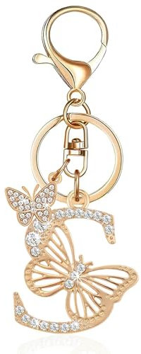 Porte-clés pour femme - Lettre papillon - Porte-clés - Lettre - Cadeau de rentrée des classes - Cadeau pour fille et femme, Papillon S, taille unique