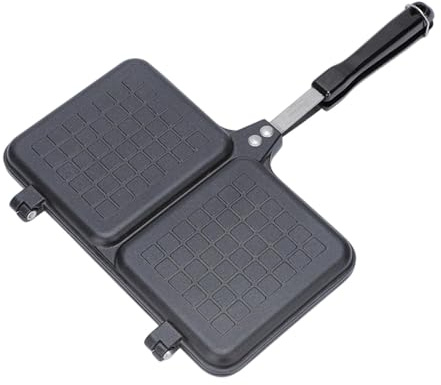 Nuytghr Doppel-Panel-Sandwich-Toaster, Camping-Grillpfanne mit Griff, Sandwich-Maker, schwarz, 36 x 24 cm, Brottoaster, antihaftbeschichtet, Braten, Herd, Käse-Grillerpresse für Camping