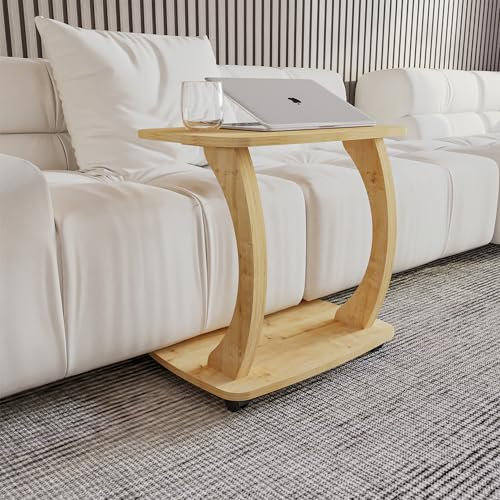 sugodesign Beistelltisch Couch, mit Rollen, Laptoptisch für Couch, Kleiner Wohnzimmertisch, Sofatisch in stylischer Eiche-Optik, Kleiner Couchtisch fürs Wohnzimmer, Side Table, Arasta