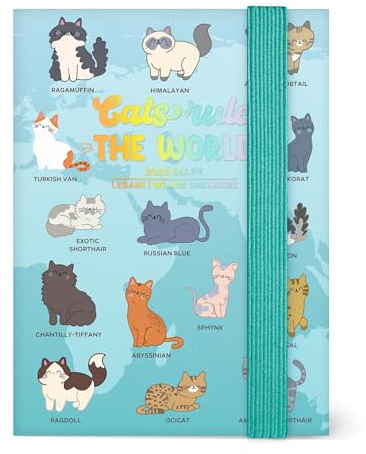 Legami - Wochenplaner Mini 2026, Kitty, 12 Monate, inklusive Adressbuch, Gummibandverschluss, Tagebuch von Januar 2026 bis Dezember 2026, aus FSC-zertifiziertem Papier, 8 x 11 cm