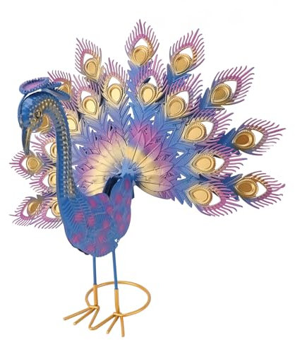 Peacock Statue Gartendekoration Eisen Skulptur Yard Art Figur für Hinterhof Terrasse Rasen Outdoor -Ambiente mit Lebendigen Farben Gartenarbeit