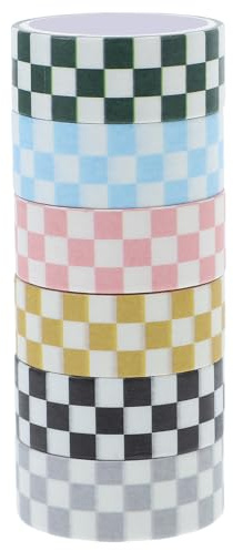 6 Rollen Gitter Washi Tape aus Washi für Scrapbooking und Tagebuch | Rasterdruck, Dekoratives Selbstgemacht Klebeband, Leicht zu Lagern, für Glatte Flächen Zufällige Farbe Zufälliger Stil