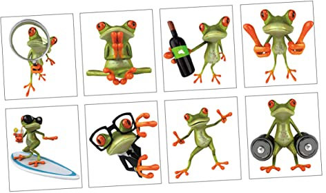 GARIOUANS Frösche Aufkleber 8 Stück Selbstklebend Langlebig Lustige Autoaufkleber Und Wandtattoo Dekorative Fensterfolien Für Glatte Oberflächen Wetterbeständig Für Kreative Dekoration