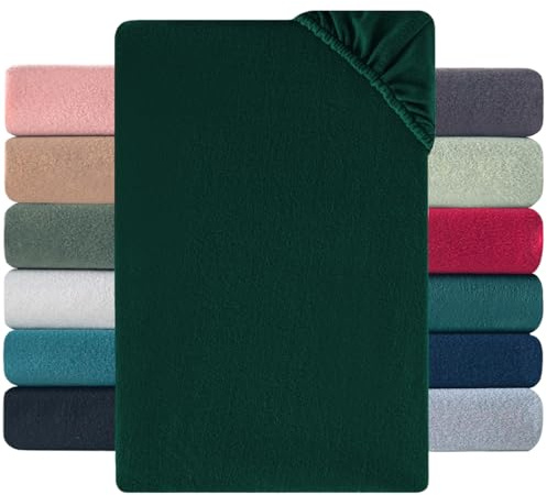 Nesture Winter Thermo Fleece Spannbettlaken 90x200cm, kuschelig weich Spannbetttuch, Flausch Warm Bettlaken | Farbe: Dunkelgrün