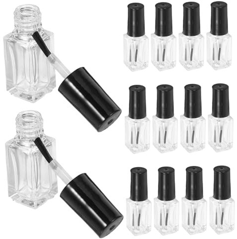 SHERCHPRY 20pcs Glass Nail Polish Bottles Brush Empty Nail Gel Polish Bottles for Diy Art
