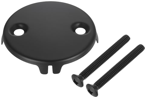 sourcing map Bathtub Drain Overflow Plate, Universal Dual Hole Tub Drain Cover with Screw for Most Standard Bath Tub Drains Bathroom Household, Matt Black