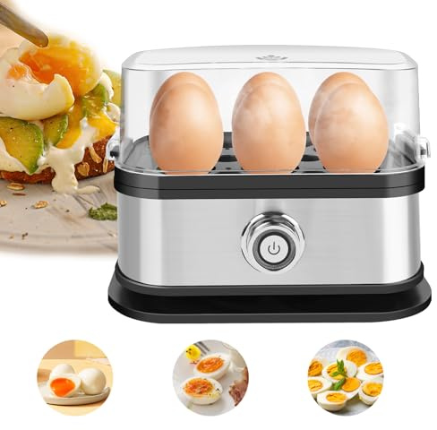 Hervidor de huevos multifunción para 6 huevos, 400 W, para arroz, verduras, panecillos, apagado automático, fácil de limpiar
