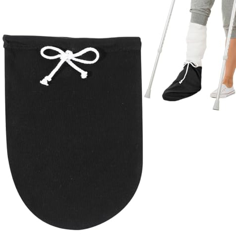 JYNXOR 1 pcs Socken Gipsschutz, Gipsstrumpfüberzug für Fuß, Bein Gips Schutz Mit Verstellbarem Kordelzug Staubdicht Fußgipsschutz Verstellbar Gipsstrümpfe für Knie, Fuß Gips Schutz, Schwarz