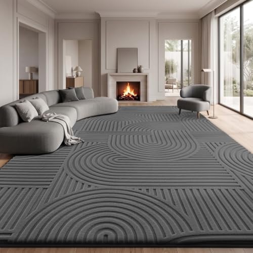 Sour Lemon Groß Teppich Wohnzimmer 140x200, Flauschiger Teppiche Anthrazit