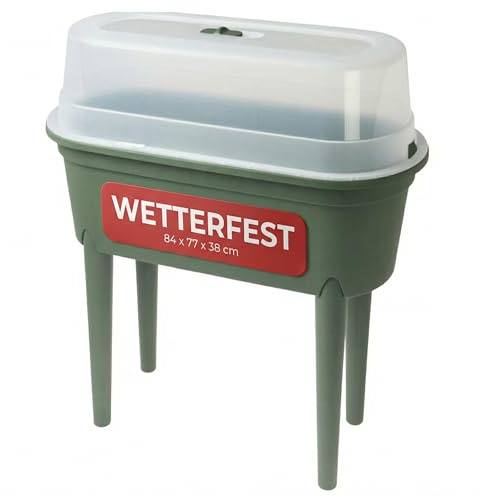 Green Home Hochbeet 77 x 38 x 84 cm kleines Hochbeet Balkon mit Abdeckung als Frühbeet nutzbar Pflanzkasten aus Kunststoff schmal für Kräuter und Gemüse