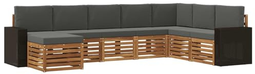 vidaXL Outdoor-Sofagarnitur mit Kissen 8 pcs Natur und Anthrazit, Gartenmöbel, modernes Outdoor-Sofa, Sitzgruppe für Terrasse, Lounge-Bereich, langlebiger Komfort