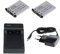 bg-akku24 2 Stück Akku, Ladegerät und Netzteil für Pentax Optio L30, L40, M30, M40, M90, NB-1000, RS100, RS1000, RS1500, RS1500 Comics, T30, V10, V15, W30, LS1000 - D-Li63, D-Li108