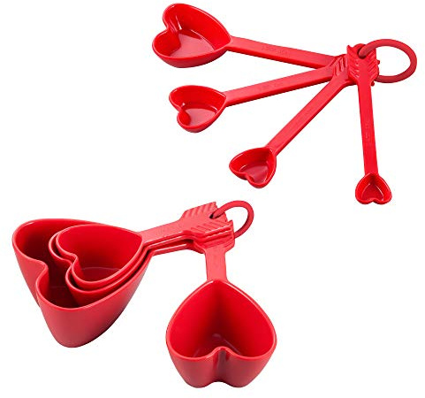 Supreme Housewares Heart Measuring Cups and Spoons Set for Indoors Outdoors Use, Party, Wedding, Birthday, Valentine's day and Everyday Use