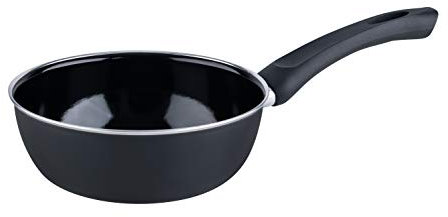 Riess, 0056-022, Gourmetpfanne 20, hoch, CLASSIC - SCHWARZEMAILLE, Durchmesser 20 cm, Höhe 7.2 cm, Inhalt 1 Liter, Emaille schwarz, Bratpfanne, Induktion