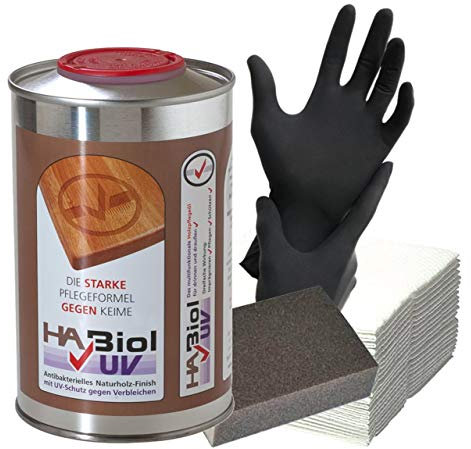 Holzöl Set UV | innen + außen: auf Leinölbasis | 500ml Möbelpflege Öl zur vielseitigen Anwendung mit UV Schutz | natürlich, farblos & lebensmittelecht Arbeitsplatten Möbel Böden aus Holz
