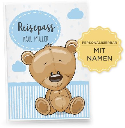 U Heft Hülle Tiere, Uheft Hülle & Impfpass Hülle Set, (Uheft Set personalisiert, Bär)