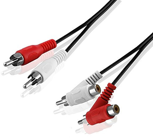BestPlug Câble Y audio RCA L-R - 3 m - 2 fiches RCA mâles droites vers 2 fiches mâles et 2 prises femelles - Coudé à 90° - Noir