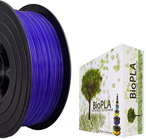 Bio PLA Filament 3D-Drucker PLA 1,75mm 1kg Spule Rolle (Blau Transparent)