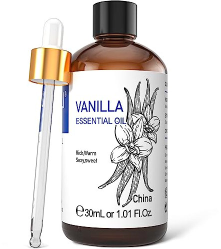 HIQILI Vanilla Essential Oil 30ML, 100% Natural Aromatherapy Oil for Face, Candle Making, Body Oil, Diffuser, Skin & Hair - 1 Fl Oz