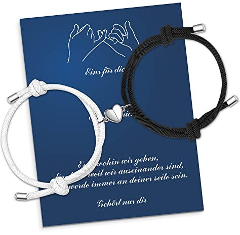 Pärchen Armband Magnet,Paar Armbänder Partner Armband,Fernbeziehung Armband Liebes Armband Für Paare,Geschenke Für Muttertag Freund,Freundin,Sein Und Sie Valentinstag Armband,Herz Schwarz und Weiß