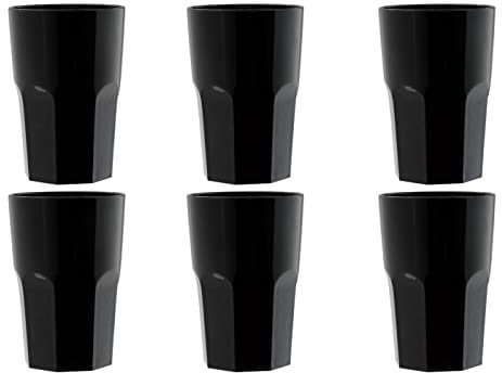 Garnet, Bicchiere di PLASTICA Riutilizzabile, mod. Granity Nero X 6 PEZZI, Lavabile in lavastoviglie, 40 cl Bordo/ 33-35 cl a Servizio, 100% Made in Italy, 5034