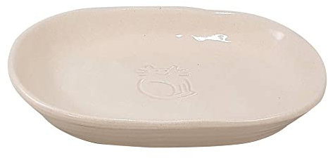 Nobby Katzen Keramik Schale Jada, creme/creme, 16 x 12 x 2,5 cm, 0,10 l, 1 Stück