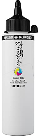 Daler-Rowney System3 Acrylic Paint, Plastic Bottle, Fluid, 8.45oz - 250 ml, Titanium White