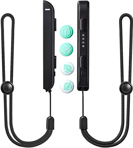 SHEAWA Portable Gamepad Handle Lock Wrist Strap Lanyard with 4 Thumb Grip Stick Caps for Switch Controller Video Games Accessories
