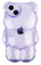 Bear Phone Case Compatible with iPhone 14 Case, Cute 3D Clear Purple Bear Case, Shockproof Kpop Cartoon Bear Phone Case for Women Girls