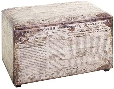 HAKU Sitztruhe Motiv, Kunstleder, MDF - Maße: B 65 cm x H 42 cm x T 40 cm, Style: Industrial