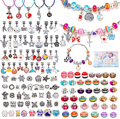 Relota 130 Stück Armbänder Selber Machen Kinder, Bastelset Mädchen Geschenke 5-13 Jahre, Kinder Spielzeug, Charm Armbänder Basteln, DIY Schmuck Set, Weihnachten Geschenk, Geburtstag Geschenke
