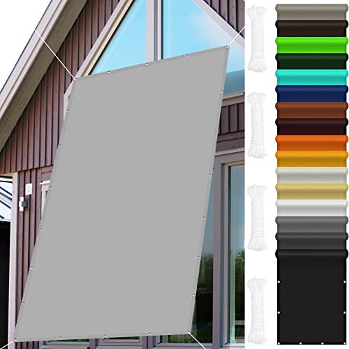 Voile d'ombrage 3 x 5 m Imperméable 100% PES Polyester Toile pour Pergola Fournir de l'ombre Anti-UV, pour Jardin terrasse Camping, avec Corde Gratuite, Gris Clair