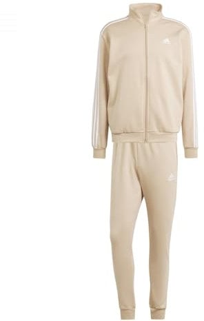 adidas Herren Basic 3-Stripes Fleece Track Suit Trainingsanzug, Magic beige, XXL