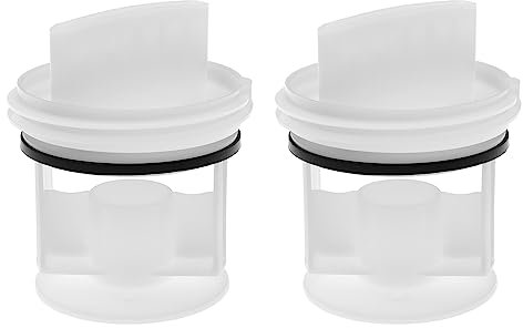 VGOL 2Pcs Washing Machine Drain Filter 647920 00647920 605010 00605010 Compatible with Bosch Compatible with Siemens Washing Machine Drain Pump Fluff Filter White