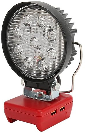 Kabellose 20-V-LED-Arbeitsleuchte, Runde 27-W-LED-Arbeitsleuchte, Verstellbare LED-Flutlichter für den Außenbereich mit USB-Ladeanschluss für Außen- und Baustellenbeleuchtung