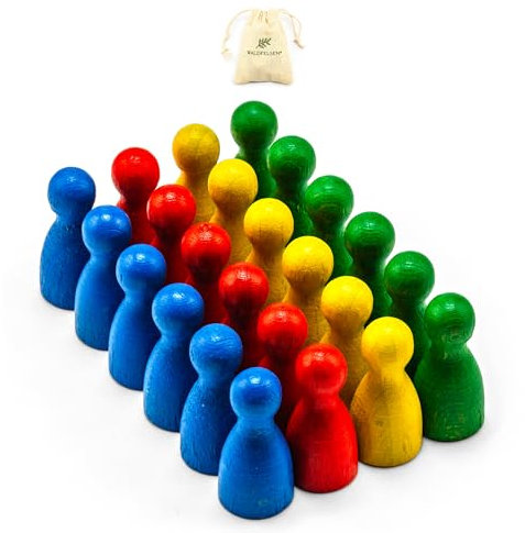 Waldfelsen® Halmakegel: 24 Halmakegel aus Buchenholz in Vier Zubehör für Brettspiele