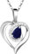 Limana Damen Kette Herz echter Saphir 925 Silber Herzkette mit blauen Edelstein Anhänger 45-50cm Geschenk für Frau Ehefrau (Echter blauer Saphir/Silber)