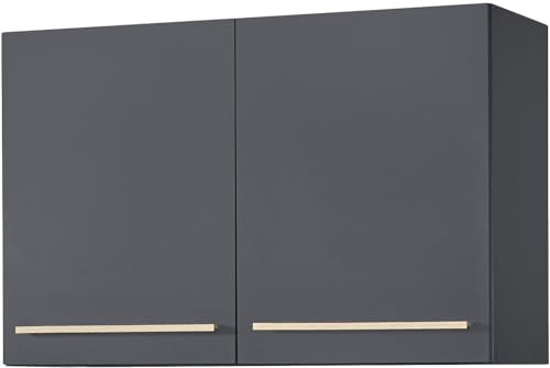 möbelando Hängeschrank >Benedicto< in anthrazit/Sonoma-Eiche - 100x65x33 (BxHxT)