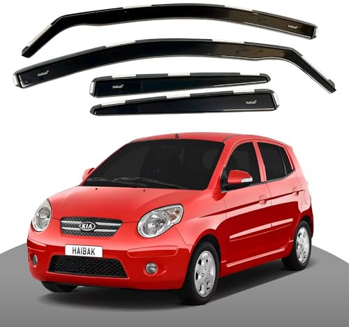 Haibak Windabweiser-Set, kompatibel mit Kia Picanto 2004–2011, 5-Türer, 4 Stück in Kanalmontage