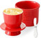 Butterdose Keramik, Französische Butterdose mit Buttermesser, Keramische Butterglocke mit Deckel, Butterdose Wassergekühlt mit Wasserlinie, Butterdose Porzellan für Streichfähige Butter(Rot)