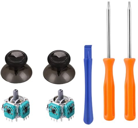 VYIBPDY 7 Piezas Set Reparación de Palanca de Mando 2 Tapas de Silicona de Palanca de Pulgar Compatible con Xbox One, Destornillador Estrella T6 T8, 2 Palancas Mando 3D+1 Palanca