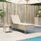 Homgoday Sonnenliege mit Tisch und Auflage Gartenliege mit Verstellbarer Rücklehne Rattanliege Relaxliege Liegestuhl Gartenmöbel Strandliege Garten, Balkon Beige Poly-Rattan